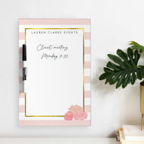 Pink Stripe & Blush Peony Dry Erase Board