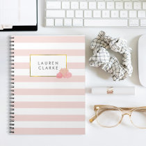 Pink Stripe & Blush Peony Notebook