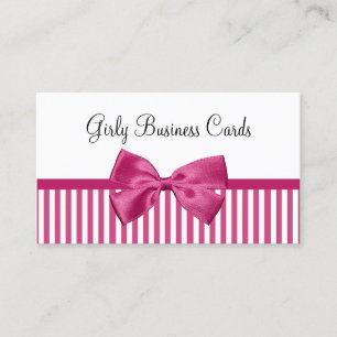 Pink Stripe Bow Boutique Business Card