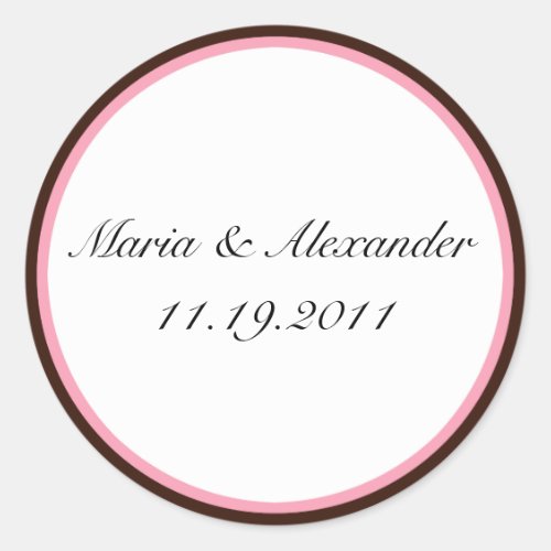 Pink Stripe Chocolate Brown Seals / Stickers