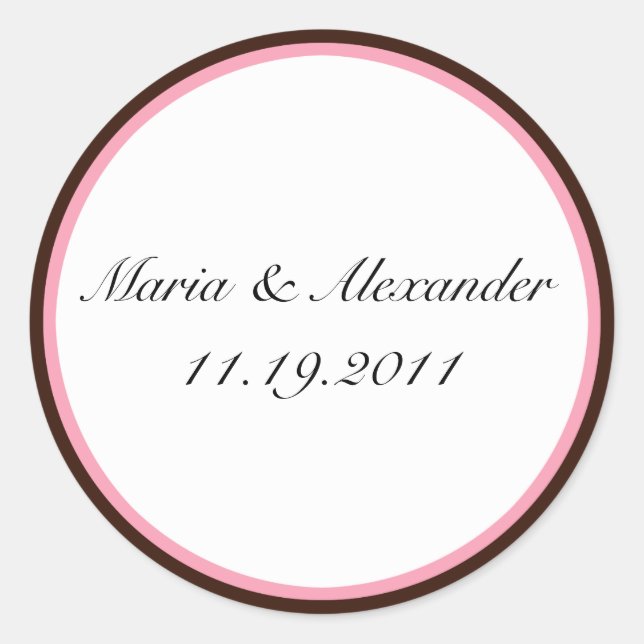 Pink Stripe Chocolate Brown Seals / Stickers (Front)