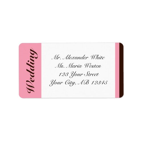Pink Stripe Chocolate Brown Wedding Address Labels