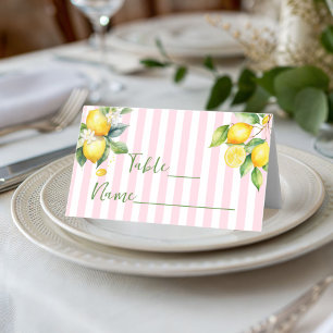 Pink Stripe Citrus Lemon Ciao Bambina Place Card