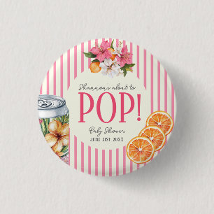 Pink Stripe Citrus POP Baby Shower  Button