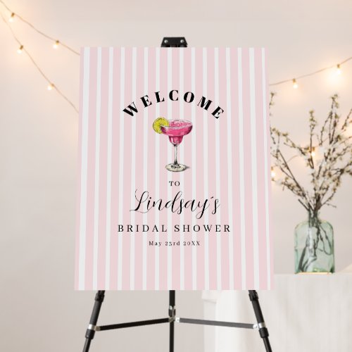 Pink Stripe Cocktail Bridal Shower Party  Foam Board