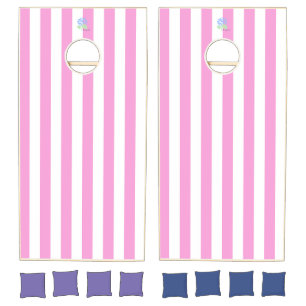 pink stripe cornhole set
