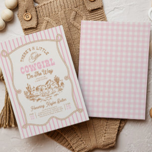 Pink Stripe Cowgirl Baby Shower Invitation