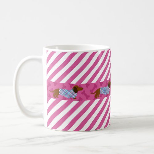 Pink Stripe Dachshund Mug