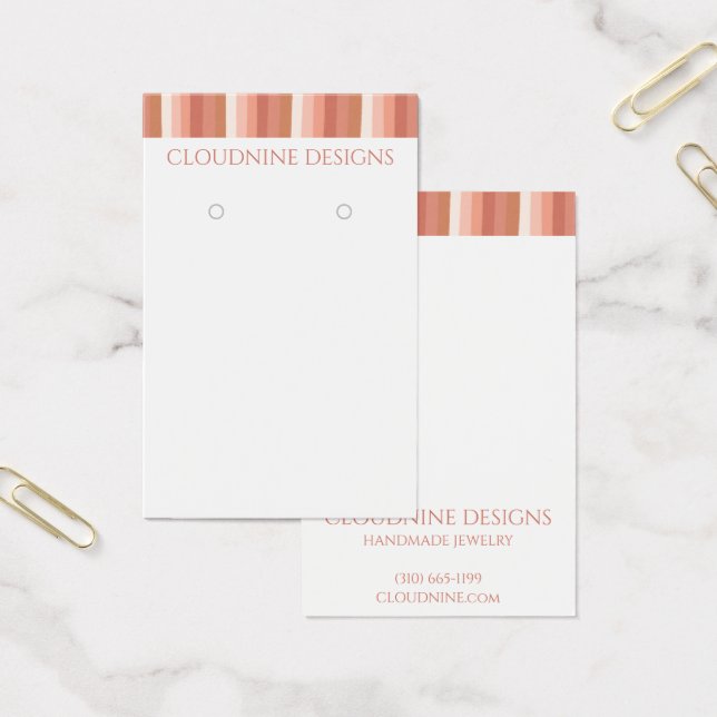 Pink Stripe Earring Necklace Jewelry Display Card (Office)