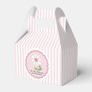 Pink Stripe Flower and Heart Valentine Favor Boxes