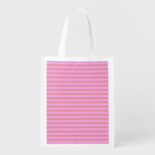 Pink Stripe Geometric Reusable Grocery Bag