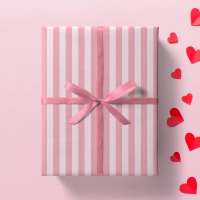 Pink Stripe Girly Striped Preppy Girl Minimalist Wrapping Paper