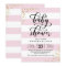 Pink Stripe Glitter Dots Baby Shower Invitation