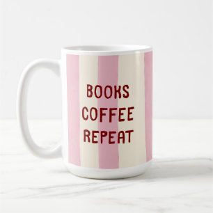 Pink Stripe Hand Lettered Book Lover Cozy Reading Coffee Mug