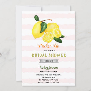 Pink stripe lemonade theme invitation