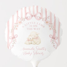Pink Stripe Little Lamb Bow Baby Shower Welcome