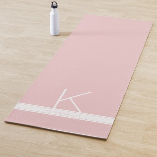Pink Stripe Modern Simple Personalized Name Yoga Mat