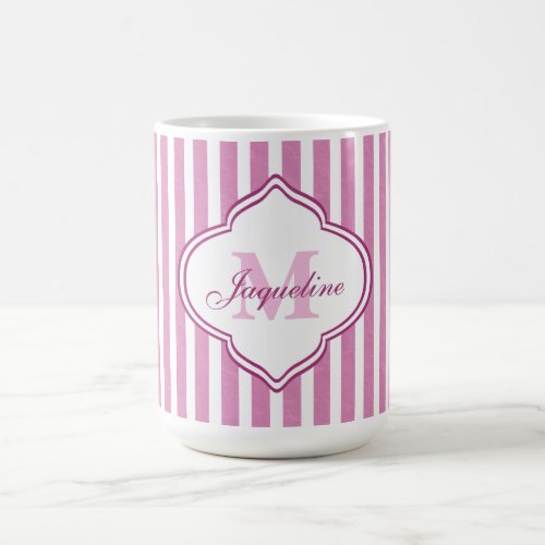 Pink Stripe Monogram Coffee Mug