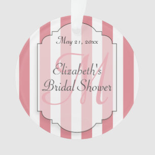 Pink Stripe Monogram Initial Personalized Ornament