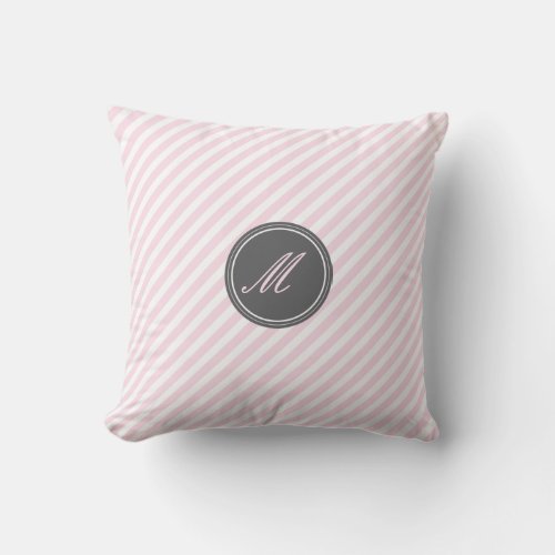 Pink Stripe Monogram Throw Pillow