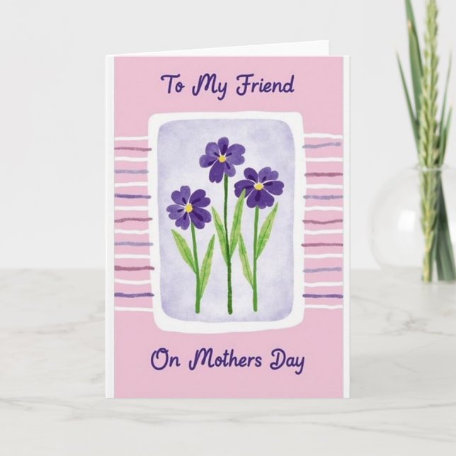 Pink Stripe Mothers Day Card (Front)
