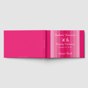 Pink Stripe, Name, 90th Birthday Party Memory Guest Book