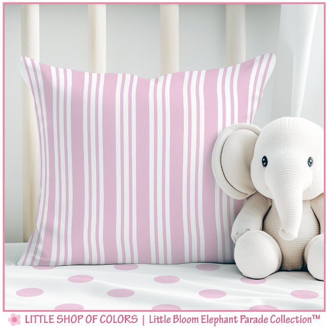 Pink Stripe Nursery Throw Pillow (Creator Uploaded)