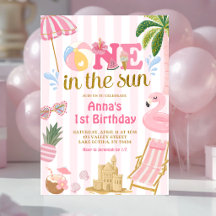 Pink Stripe ONE in the sun beach invitation