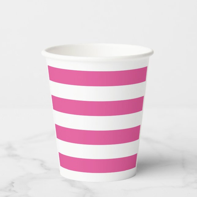 Pink Stripe Paper Cups (Front)
