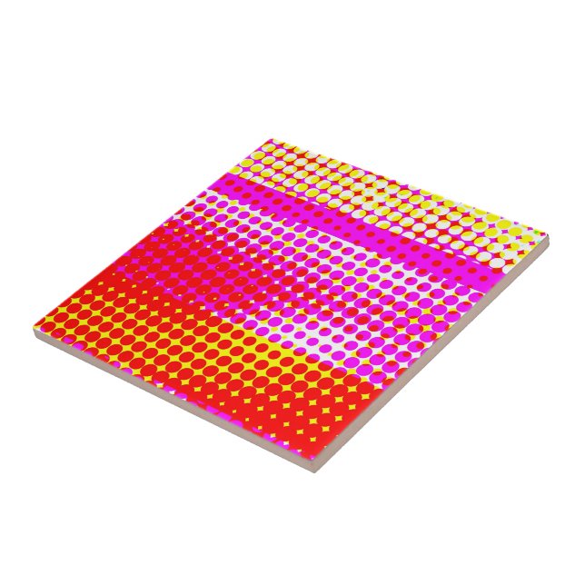 Pink Stripe Pattern Ceramic Tile (Side)