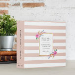 Pink Stripe Personalized Homeschool Portfolio 3 Ring Binder<br><div class="desc">Organize your homeschool materials in this beautifully designed binder with custom text. Chic and modern floral home school portfolio binder features a wide blush pink and white striped background with sprays of bright watercolor tropical flowers accenting your name, binder contents, and academic year, framed by a thin faux gold border....</div>