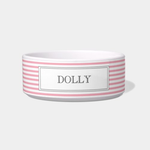 Pink Stripe  Personalized Pet Bowl