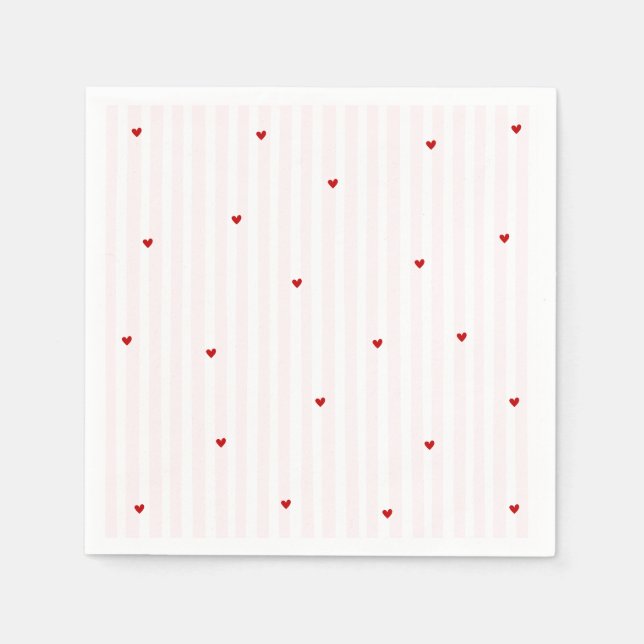 Pink Stripe Red Heart Little Sweetheart Birthday Napkins (Front)