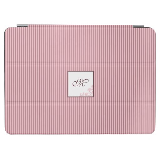 Pink Stripe Rose Lace Script Initial Monogram iPad Air Cover