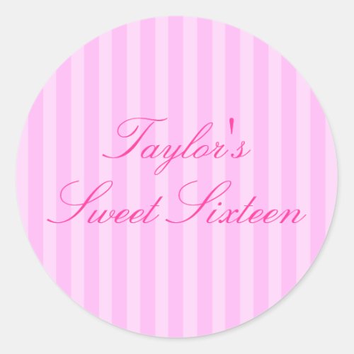 Pink Stripe Sweet16 Sticker