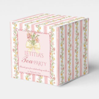 Pink stripe tea party grand millennial baby shower favor boxes