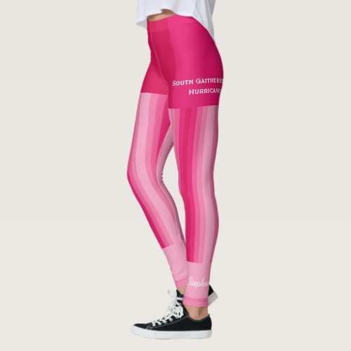 Pink Stripe Team or Club Name Fake Shorts Leggings
