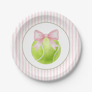 Pink Stripe Tennis Paper Plates