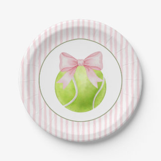 Pink Stripe Tennis Paper Plates