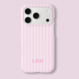 Pink Stripe Vintage Design Tiny Initials Monogram iPhone 17 Pro Case