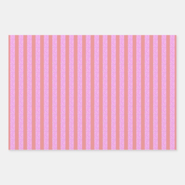 Pink Stripe  Wrapping Paper Sheets (Front)