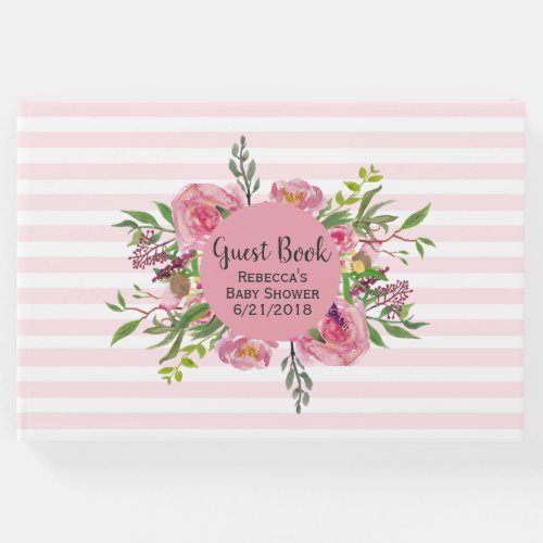 Pink Striped Baby Shower Guest Book