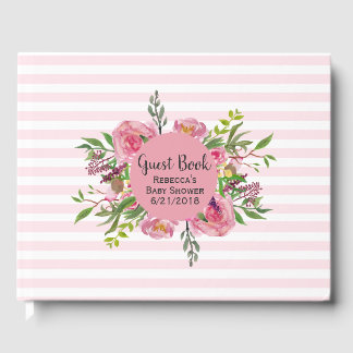 Pink Striped Baby Shower Guest Book