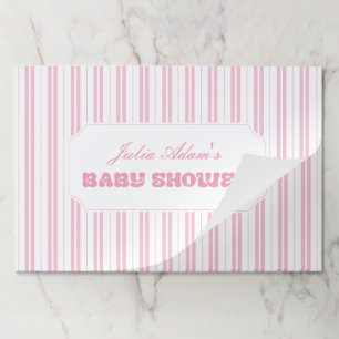 Pink Striped Baby Shower Tearaway Paper Placemat 