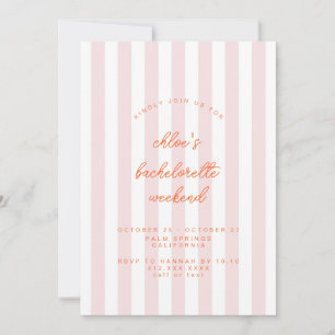 Pink Striped Bachelorette Itinerary Invitation