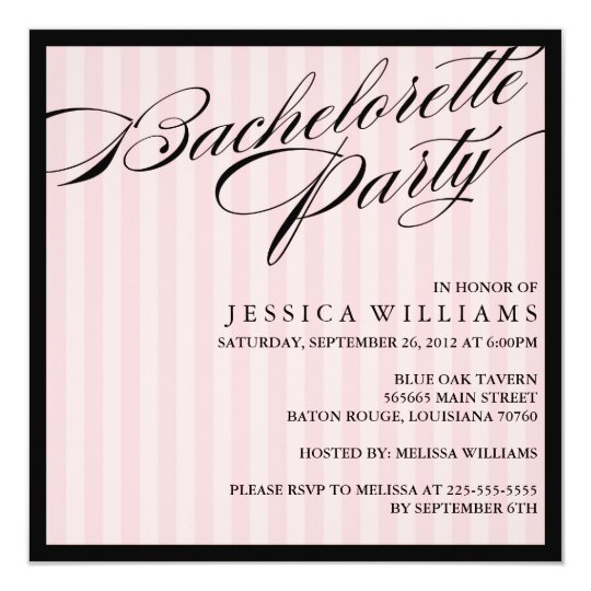 Pink Striped Bachelorette Party Card Zazzle