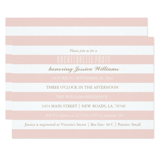 Pink Striped Bachelorette Party Invitations