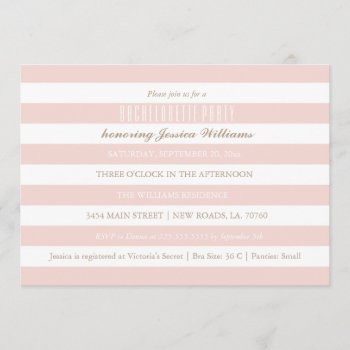 Pink Striped Bachelorette Party Invitations by fancypaperie at Zazzle