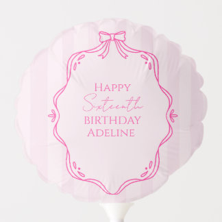 Pink Striped Birthday Balloon