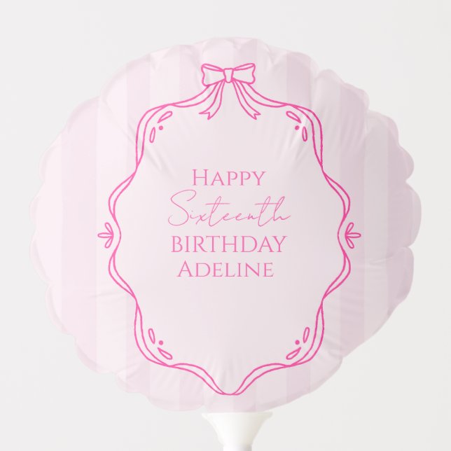 Pink Striped Birthday Balloon (Front)